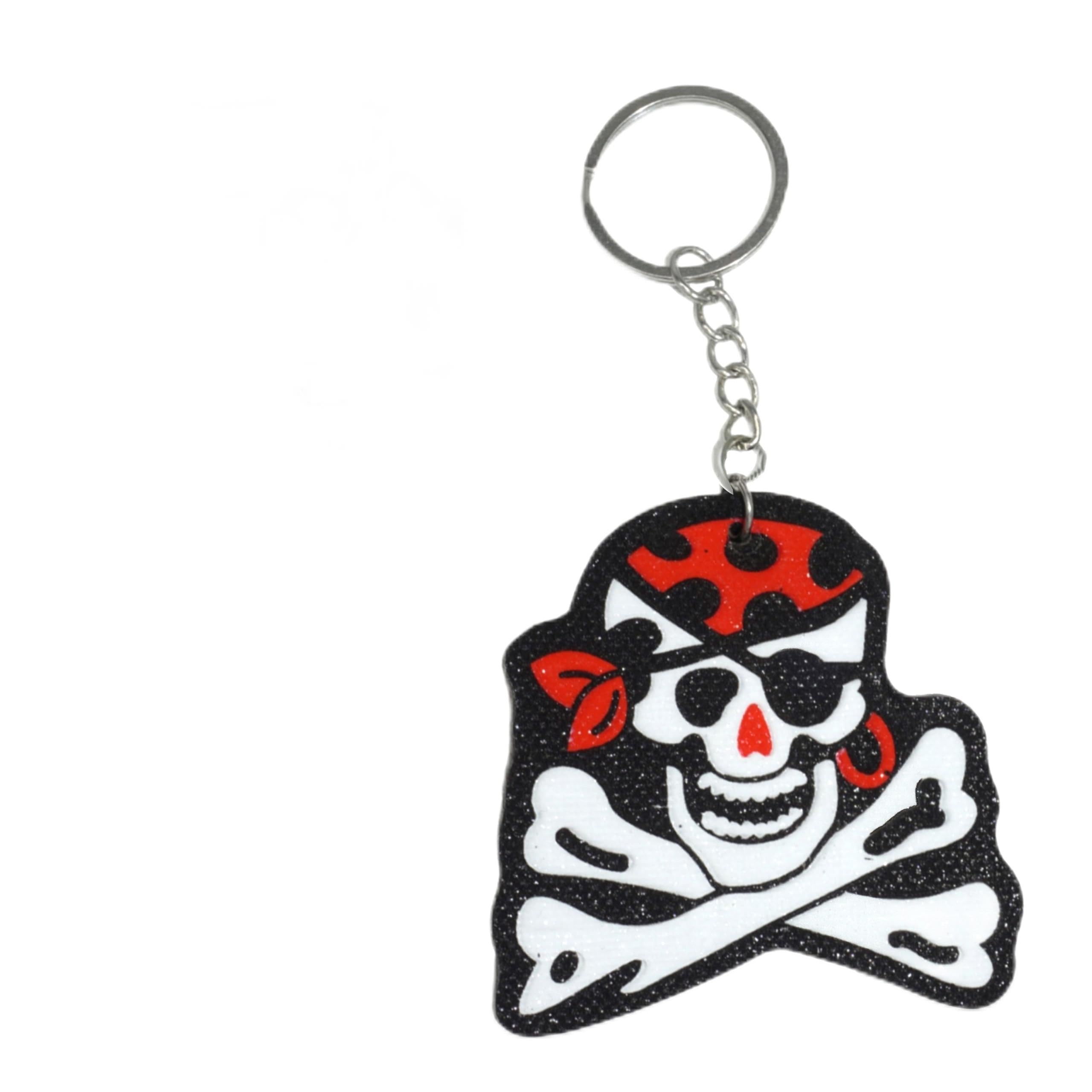 SRV Hub Pirate Keychains with Skull Crossbones, Lightweight Foamex Design, Gift for Kids, Men, Women and Ideal for Party Bag Fillers