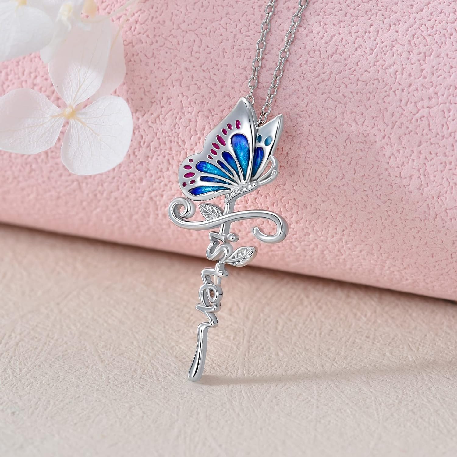 LONAGO Sterling Silver Sunflower & Rose Flower Butterfly & Lotus Pendant - Sister & Friendship Gift for Women