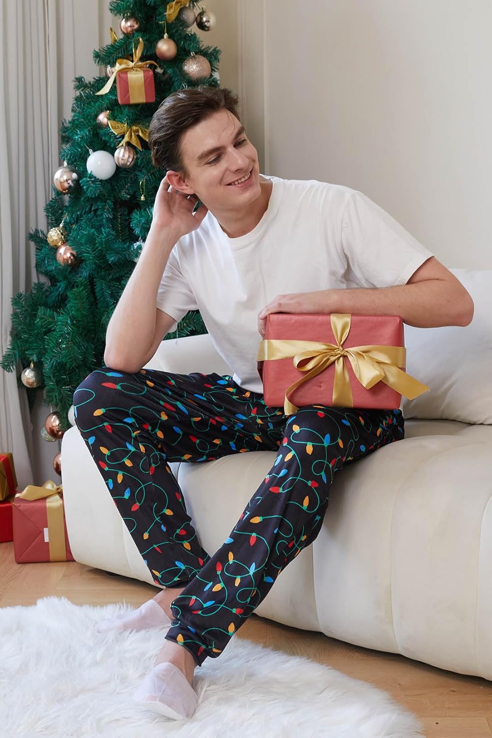 Men's Christmas Fleece Jogger Pajama Pant Funny Holiday Graphic Lounge Sleep Pants with Pockets - Image 5