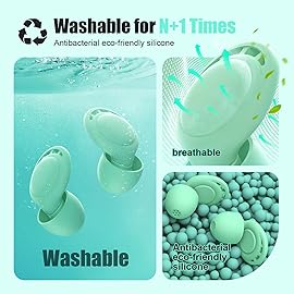Ear Plugs for Sleeping Noise Reduction, Beinkap Reusable Earplugs Hearing Protection for Focus, Study, Work - 6 Pair Eartips in S/M/L - Flexible Silicone Soft - 35dB Noise Cancelling - Green