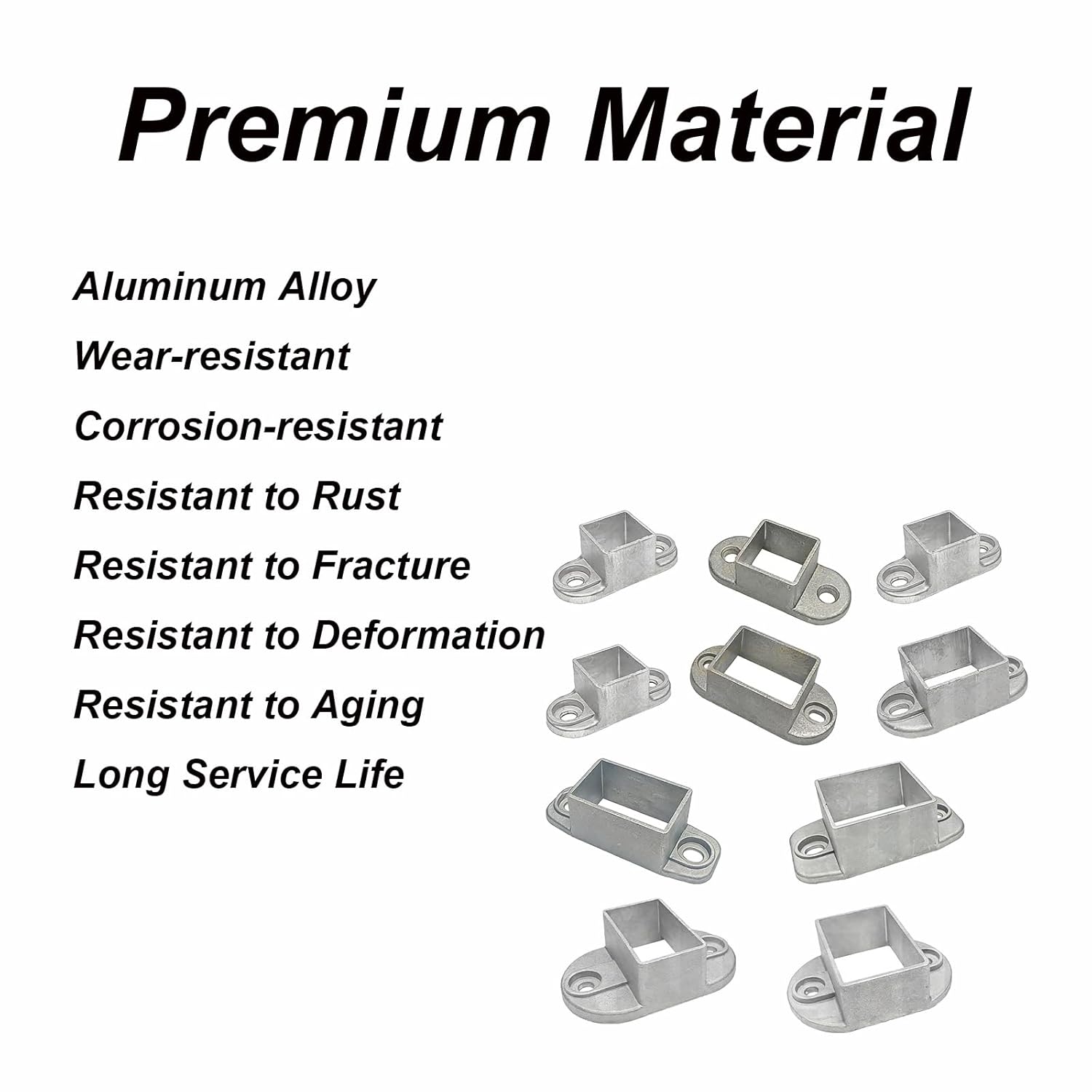 20 Pcs Aluminum Square Post Flange Anchor Base, Square Tube Wall Mount Rail End Fence Bracket Connector for Deck Railing Installation Accessories, 50 * 30mm(Horizontal Connection)