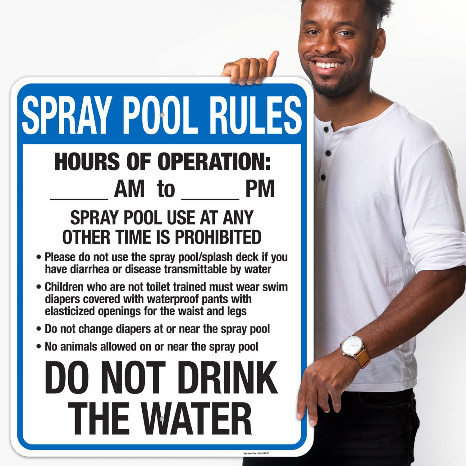Montana Spray Pool Rules Sign, Complies with State of Montana Pool Safety Code, 24x30 Inches, Rust Free .063 Aluminum, Fade Resistant, Made in USA