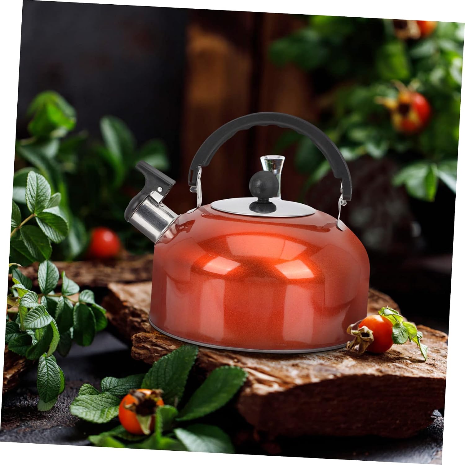 Ipetboom Stainless Steel Whistling Kettle Tea Pot Thickened Household Teakettle for Stovetop and Induction Cookers Safe Boiling with Loud Whistle Easy to Clean Compact Design Orange