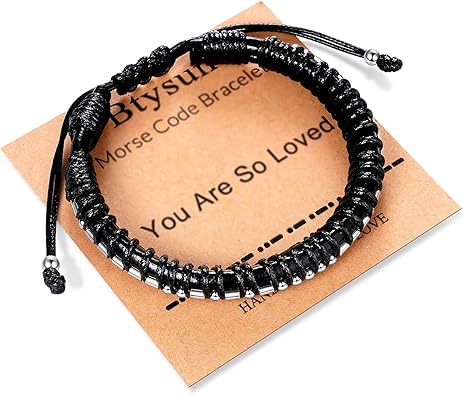 Inspirational Gifts for Men Morse Code Bracelets Mens Bracelets Graduation Gifts for Him Fathers Day Adjustable Leather Bracelet Motivational Birthday Annivesary Jewelry Stocking Stuffers for Men