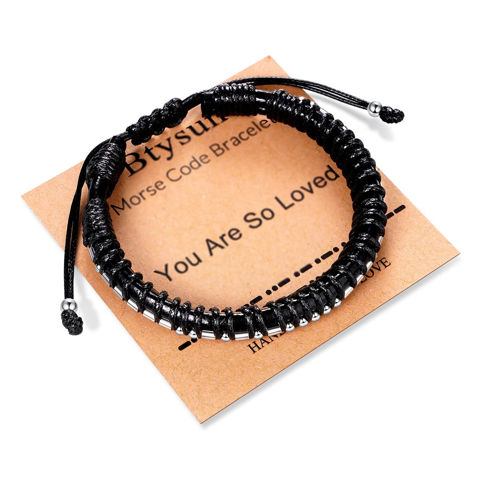 Btysun Fathers Day Gift, Gifts for Men Morse Code Bracelets for Men 2026 Graduation Gifts Mens Bracelet for Him Boyfriend Husband Leather Bracelet Motivational Birthday Jewelry Stocking Stuffers