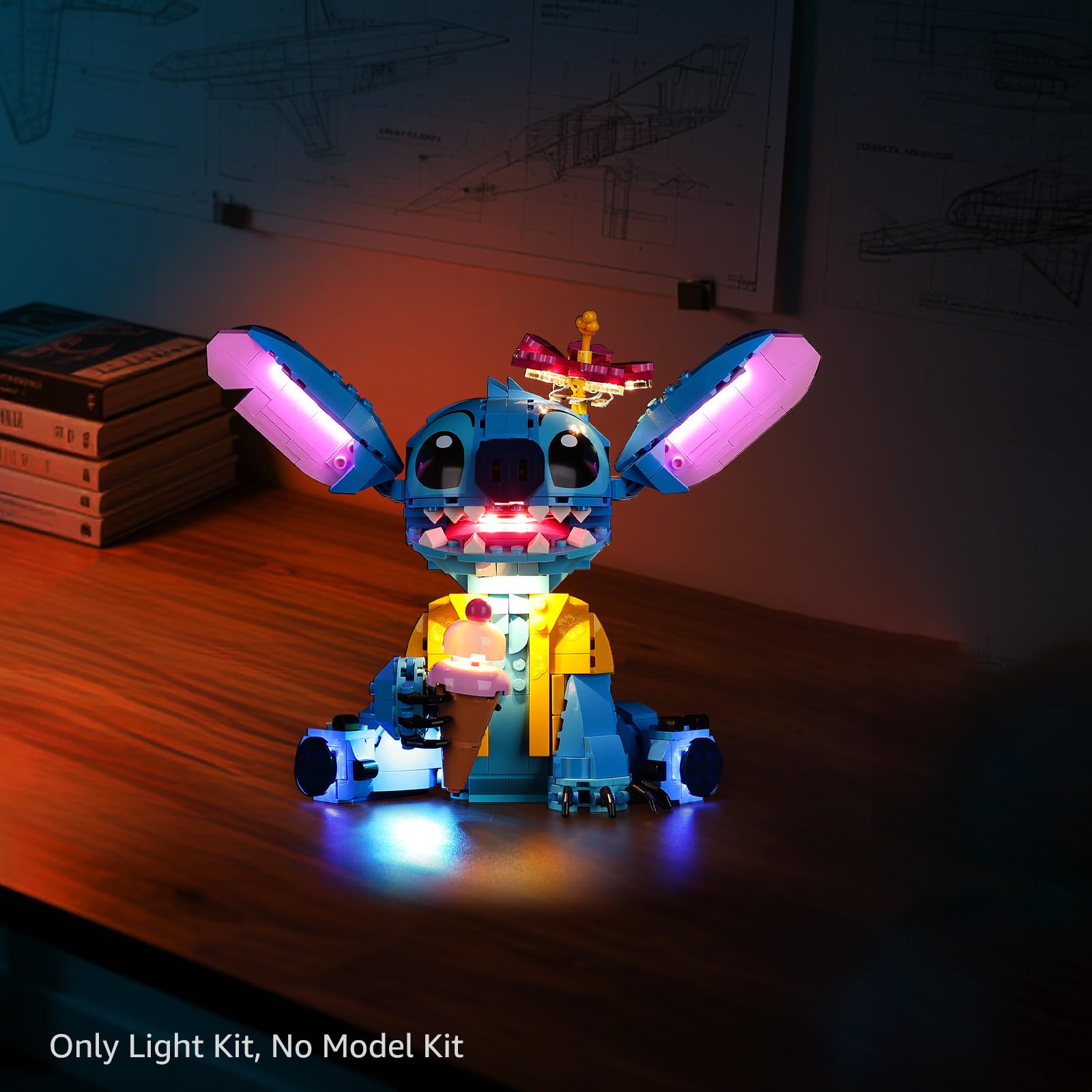 Kyglaring Led Licht Kompatibel mit Lego 43249 Stitch Bausteine, LED Beleuchtungszubehör für das Lego Stitch Kreative Modellset 43249 (Nicht Enthalten Modell)