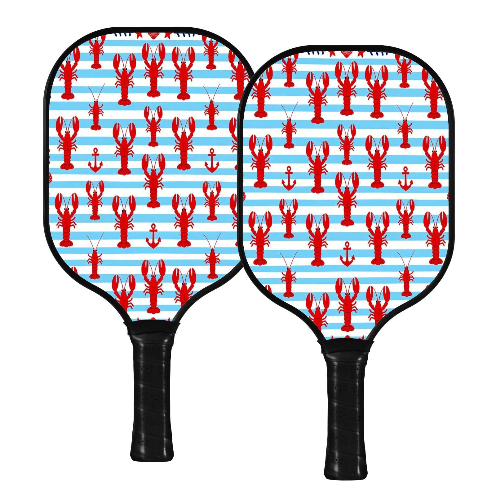Racchetta da pickleball in grafite, motivo aragosta, a strisce bianche