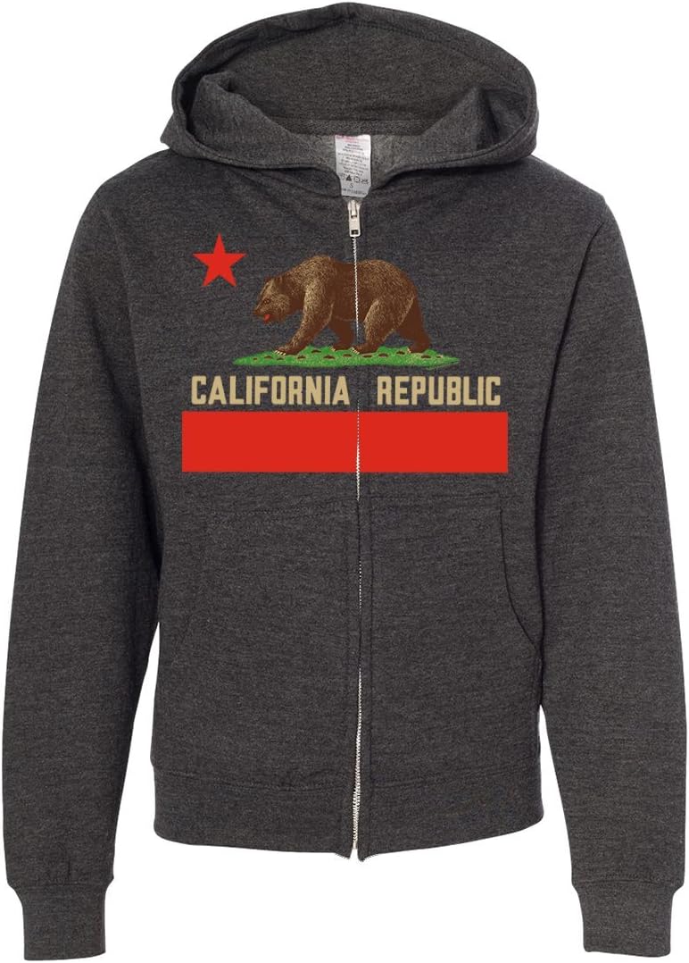 Dolphin Shirt Co California Republic Bear Flag Youth Zip-Up Hoodie