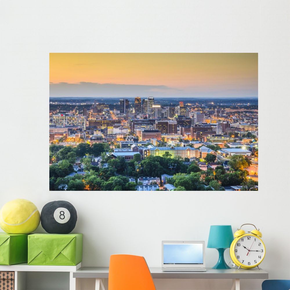 Wallmonkeys Birmingham Alabama Skyline Wall Mural Peel and Stick Graphic (60 in W x 40 in H) WM362162