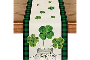 St. Patrick’s Day Table Runner with Shamrock Vases