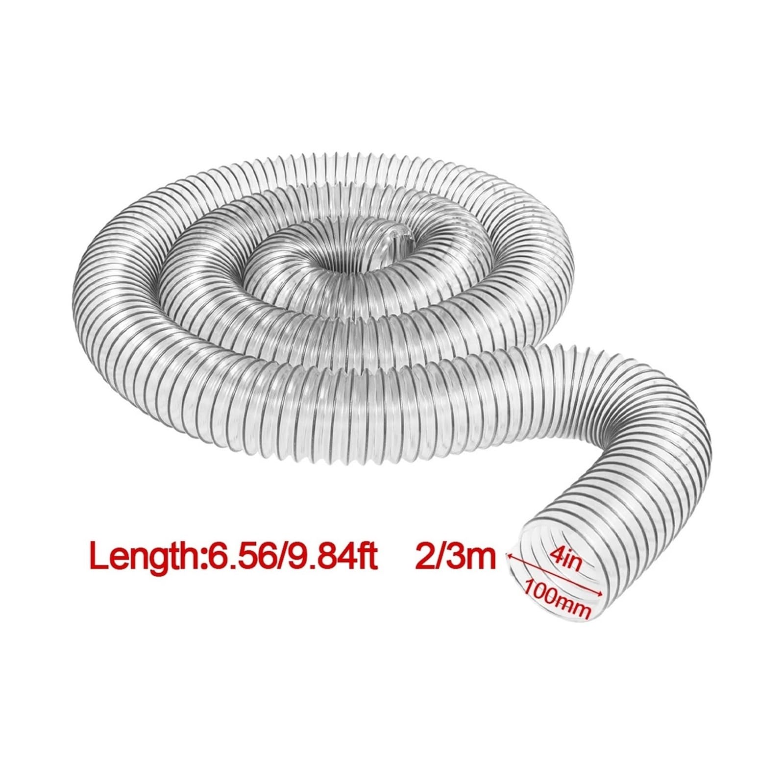 Tubo in PVC da 100 mm for aspirapolvere Aspiratore di polveri industriale Soffietto for la lavorazione del legno Tubo di raccolta polvere trasparente(3 m)