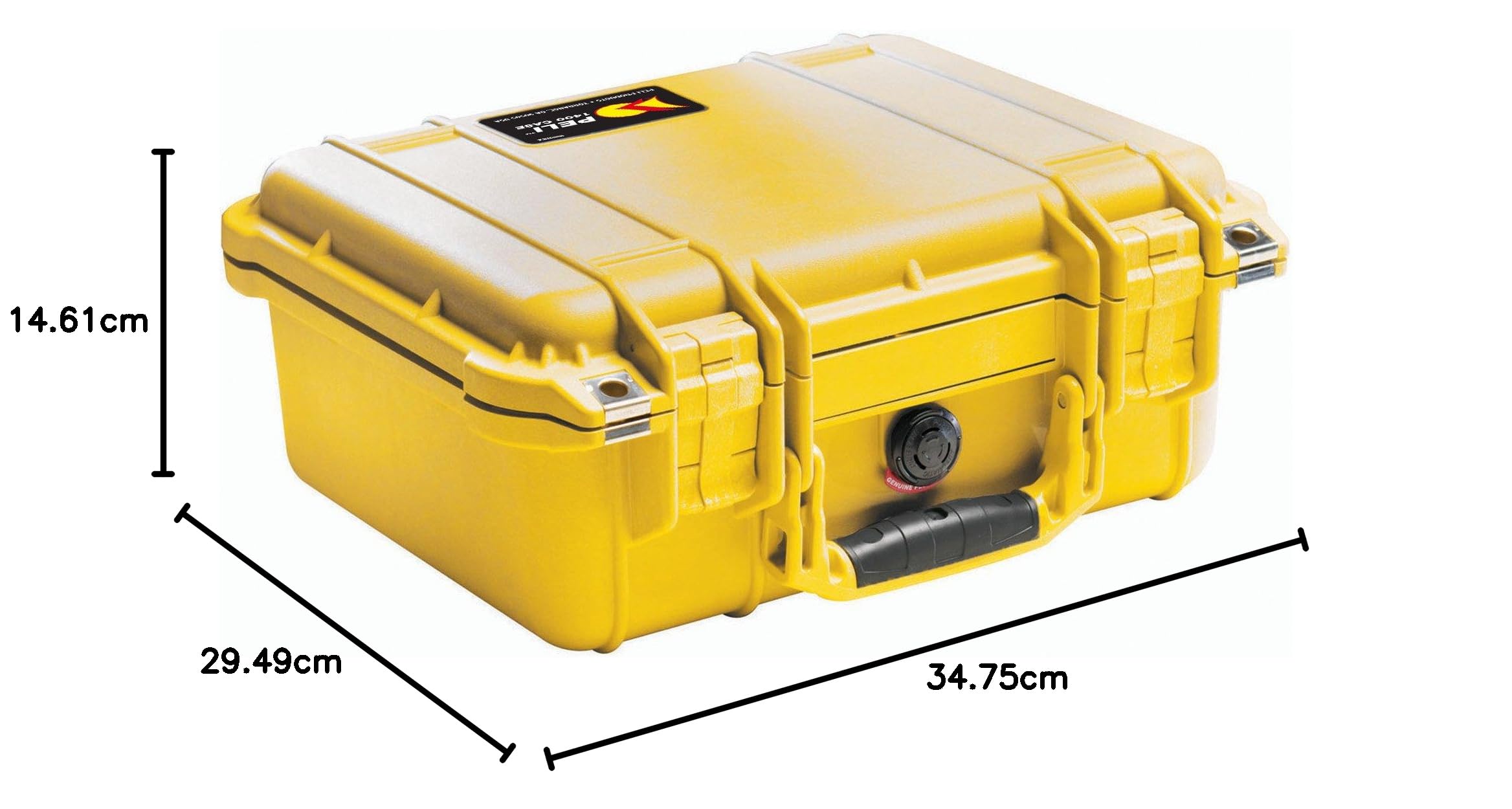 PELI 1400 Valigia Protettiva in Polipropilene per Apparecchiature Fotografiche e Video, IP67 Impermeabile, Capacità di 9L, Prodotto in Germania, Senza Schiuma, Colore Giallo