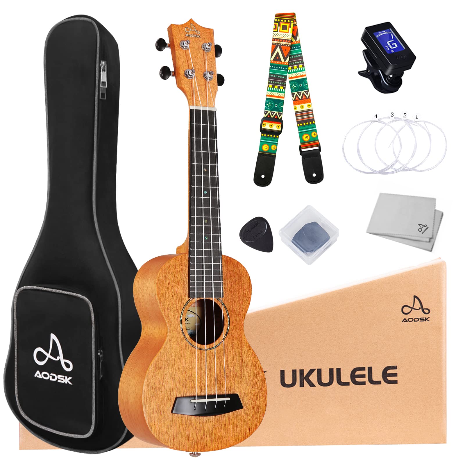 Photo 1 of AODSK Ukuleles 23 Inch Solid Mahogany Uke For Professional Player,for Kid Adult Student, Solid Mahogany Ukulele.
