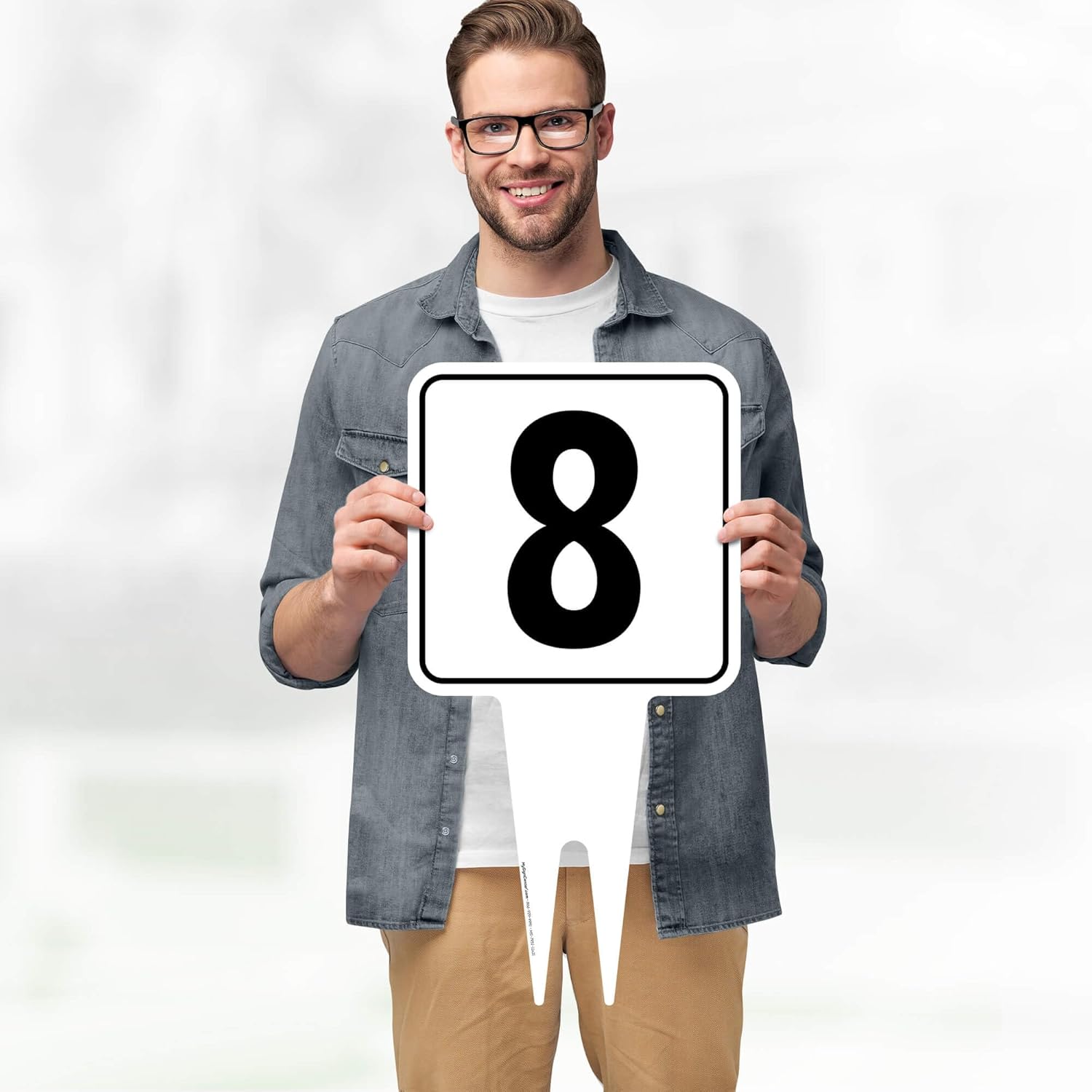 Number - 8 Sign, 11"x21", Heavy Duty Integrated Ground Stakes, Indoor/Outdoor Use, Rust Free Aluminum Composite, Made in USA by My Sign center