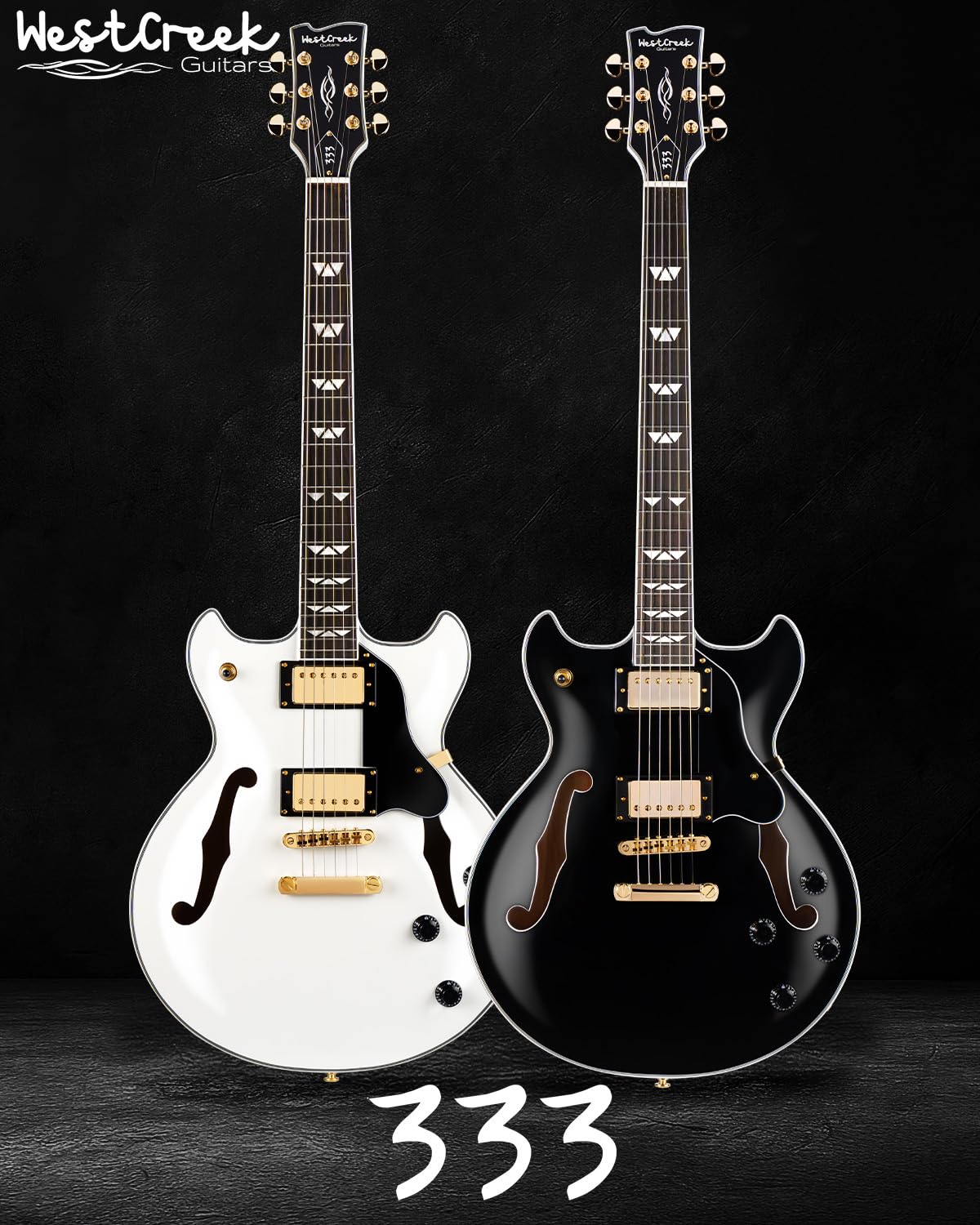 WestCreek 333 Electric Guitar, Semi Hollow Body Jazz Electric