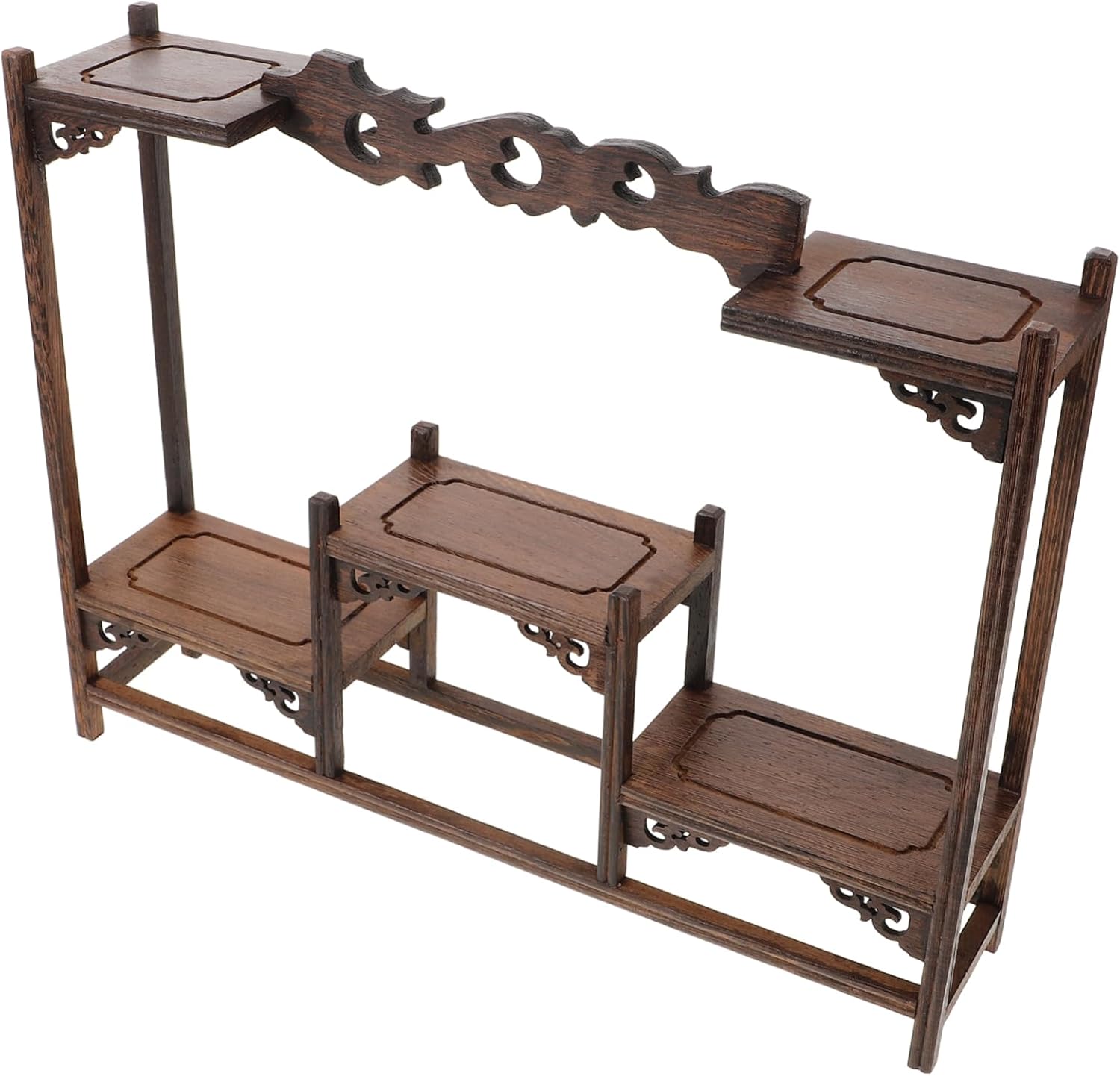 CHILDWEET Stable Wooden Curio Display Stand for Collectibles Antique Organizer for Home Office Decor Elegant Figurine Efficient Wooden Crafts Rack