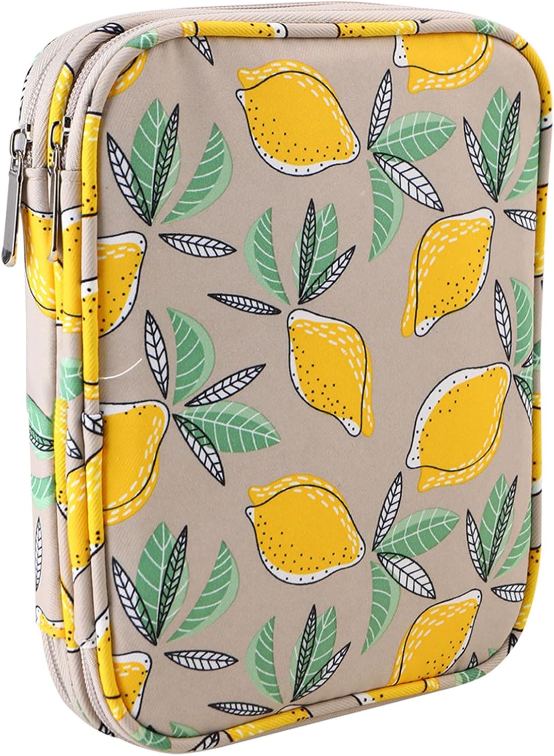 Knitting Needle Storage Bag Yellow Lemon Crochet Hook Case Organiser With Double Layer Pocket Practical Storage Case