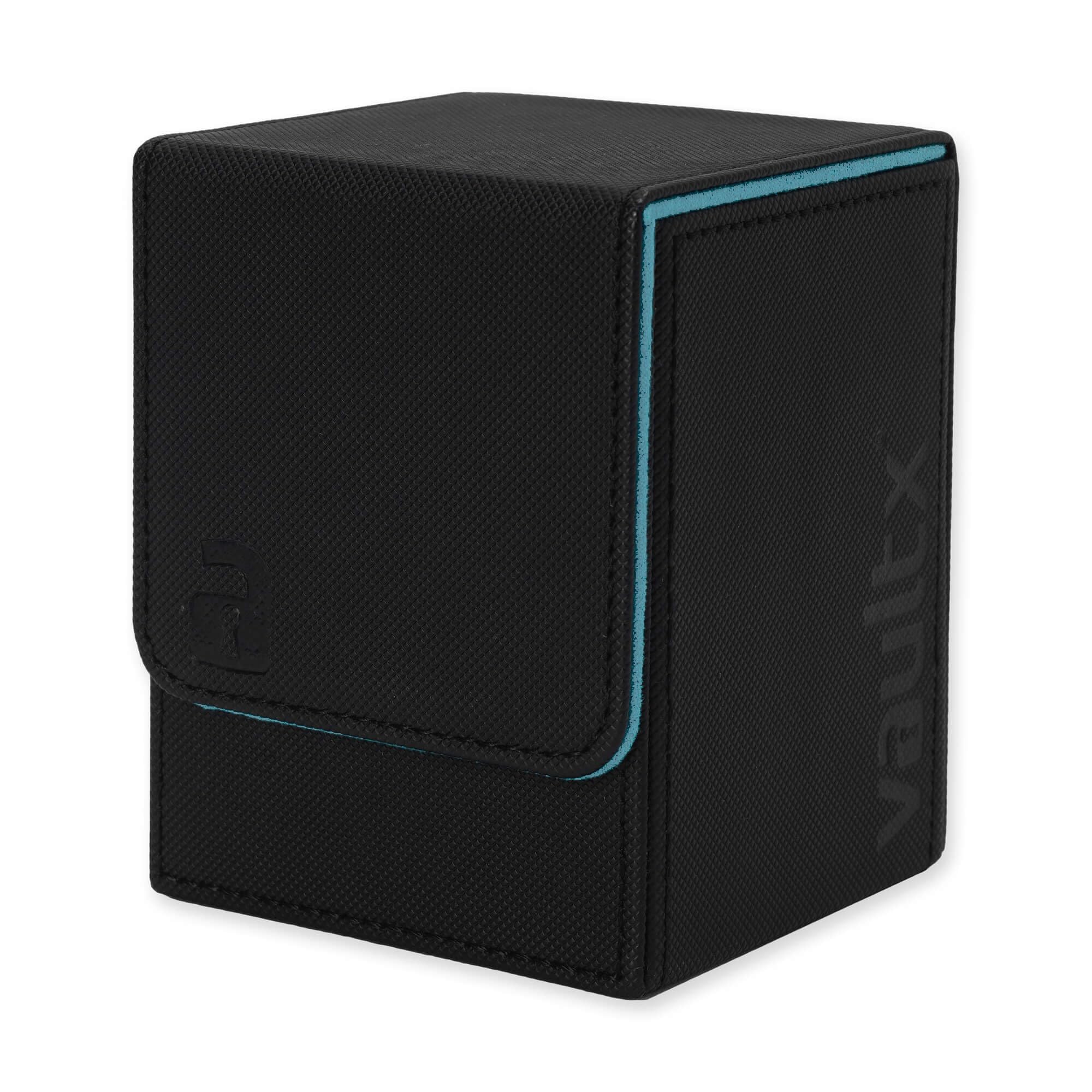 Trading Card Toploading Deck Box, 80+ sleeved cards, Premium Exo-Tec Material, Card Holder Storage Box, Detachable Magnetic Lid, for MTG Commander, TCG (Black/Electric Blue)