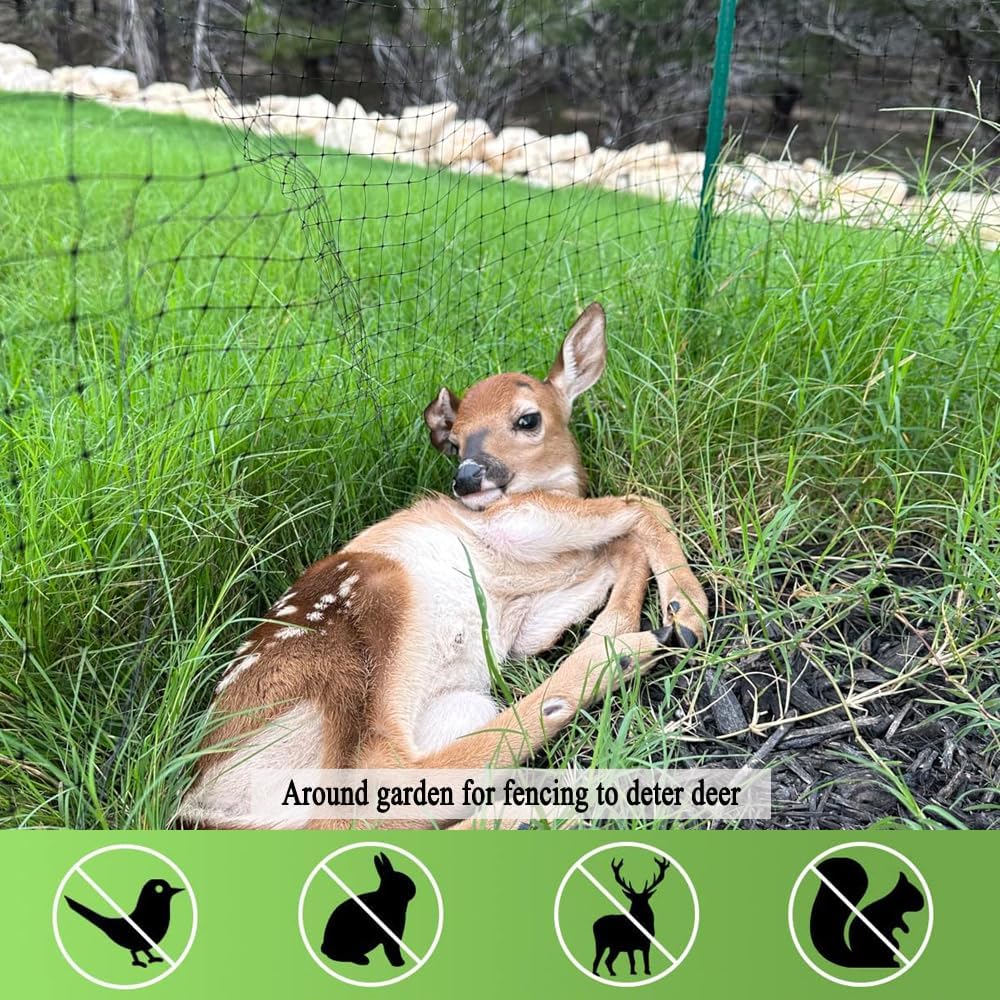 Deer Fence Netting 8x100 FT, Garden Netting Animal Barrier Against Deer, Birds, Small Animals, Blueberry Bush Netting Cover, Deer Netting for Shrubs, Plants, Fruit Tree & Vegetable