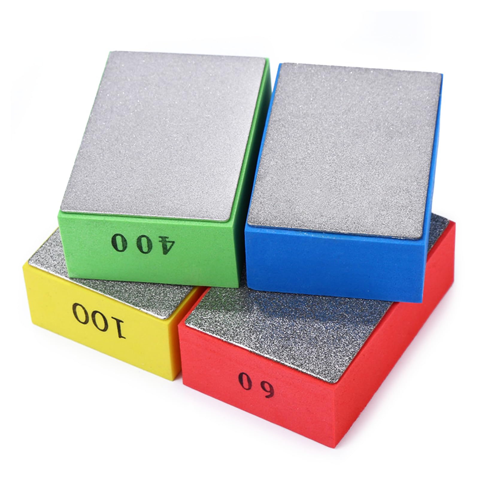 4 Pcs Diamond Hand Polishing Pads Sanding Blocks For Stone Ceramic Tile Glass 60# 100# 200# 400 - View #6