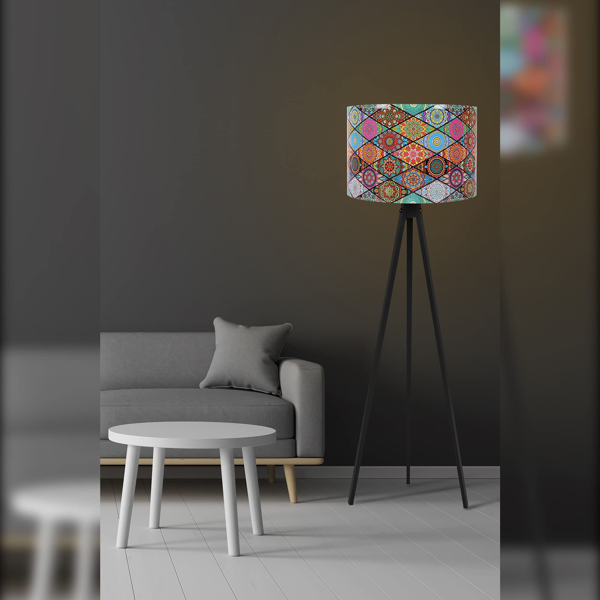 WELL HOME MOBILIARIO & DECORACIÓN Lampa podłogowa o strukturze MDF w kolorze kremowym