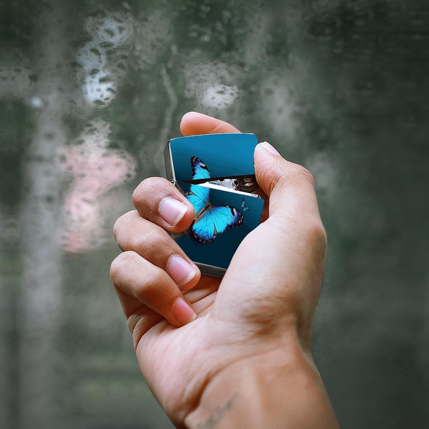 Beautiful Blue Butterfly Lighter Case Cover Lighter Shell