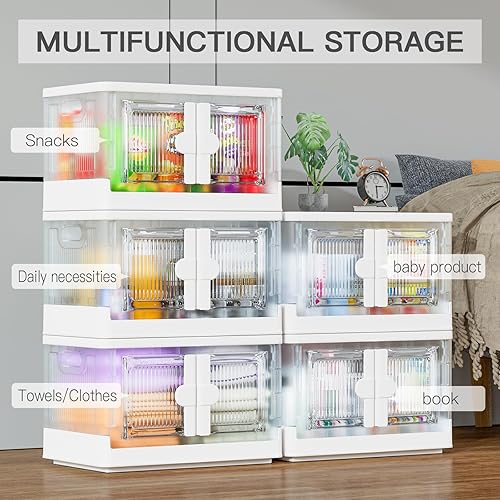 Miniatura 3 de ANDFZ Organizadores y almacenamiento de armario, 34 cuartos de galón - 1 paquete de contenedores de almacenamiento con tapas y ruedas, contenedores