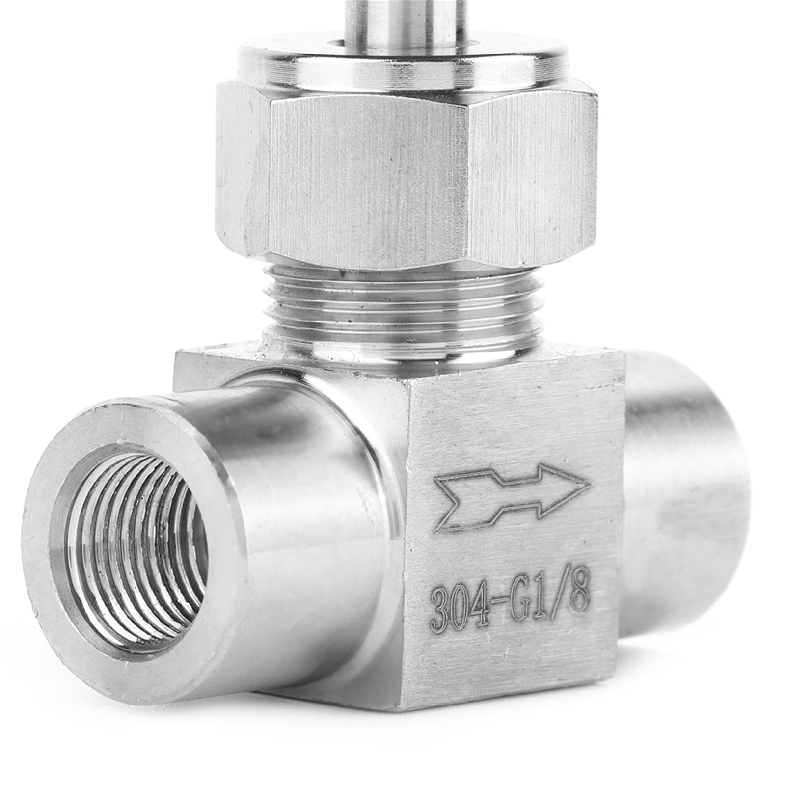 Ultima valvola a spillo dritta con filettatura femmina BSPP in acciaio inossidabile per la trasmissione di acqua e gasolio(Type A: Black Handle 1/8in)