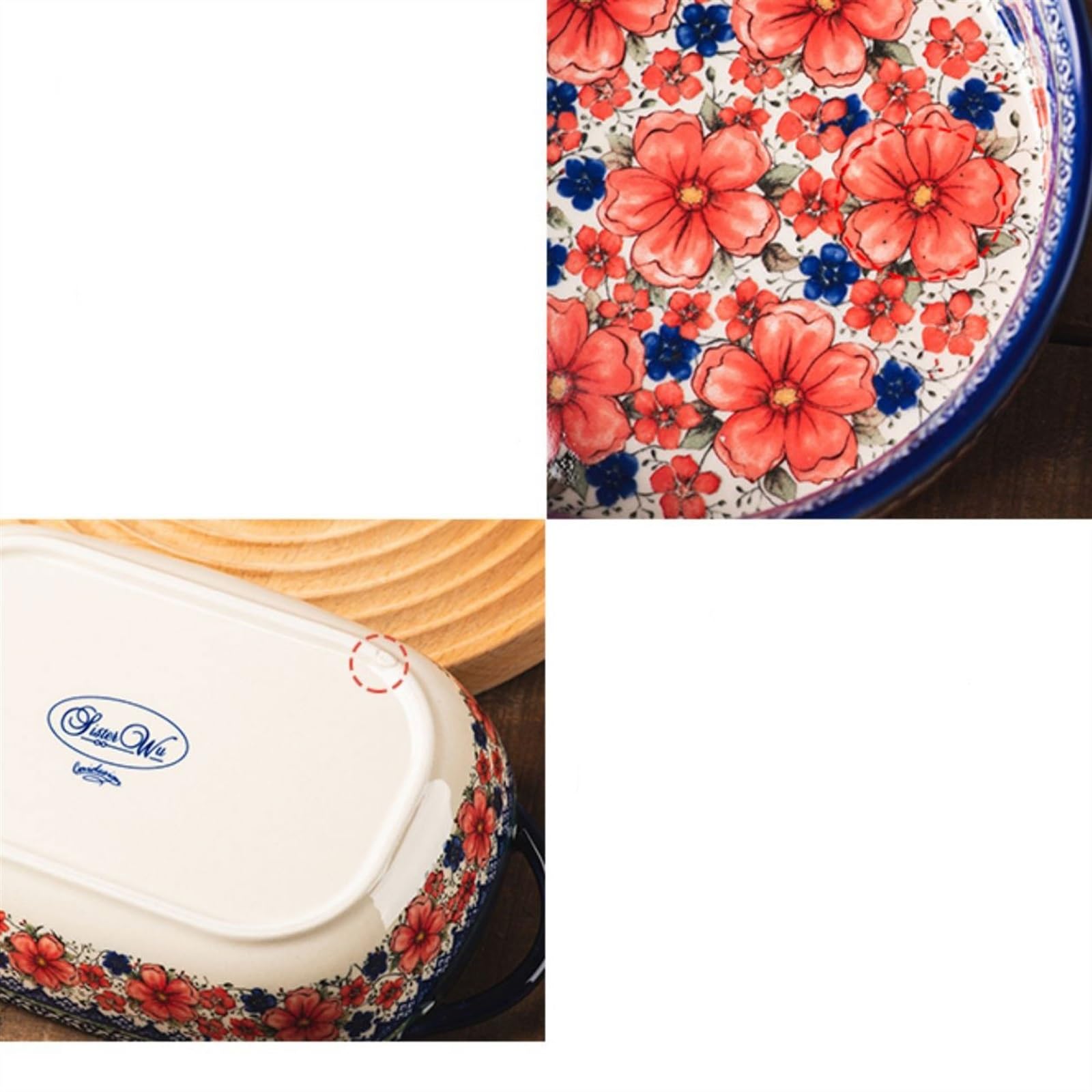 Forma do lasagne miska z większym i głębszym uchwytem, naczynia ceramiczne w stylu vintage, miska do sałaty do domu, odporne na wysokie temperatury naczynie do zapiekanek, możliwość układania w stos