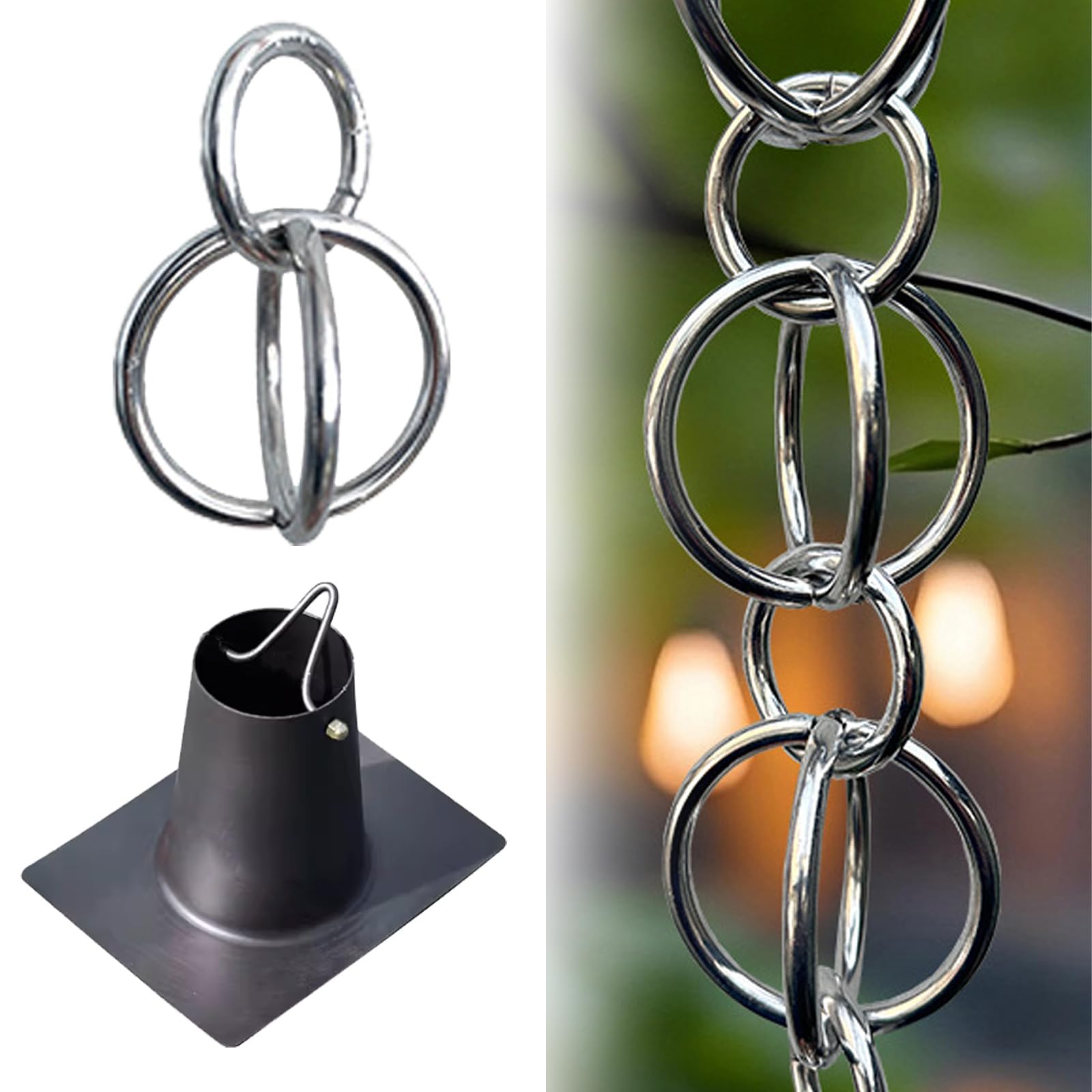 WEKONUMEX Rain Chains for Gutters, Rain Chain Hook Adapter Garden Ornament For Downspouts 1m-5m(2.2m)