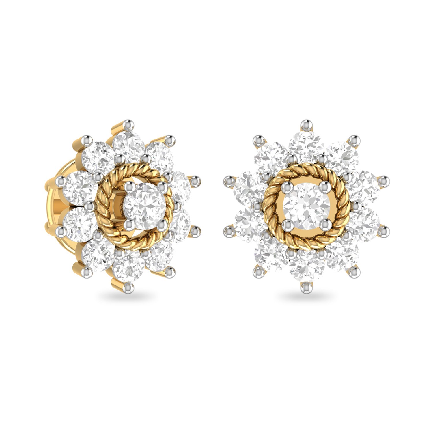 Aucent by PC Jeweller The Samina 18KT Yellow Gold and Diamond Earrings-image-24