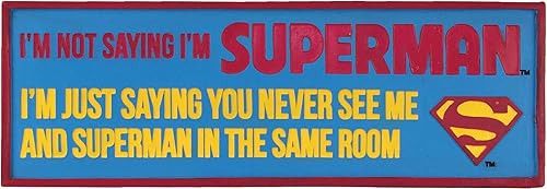Spoontiques Letrero de escritorio de Superman, azul, 2.75 pulgadas de diámetro x 1 ancho x 7.75 pulgadas de alto
