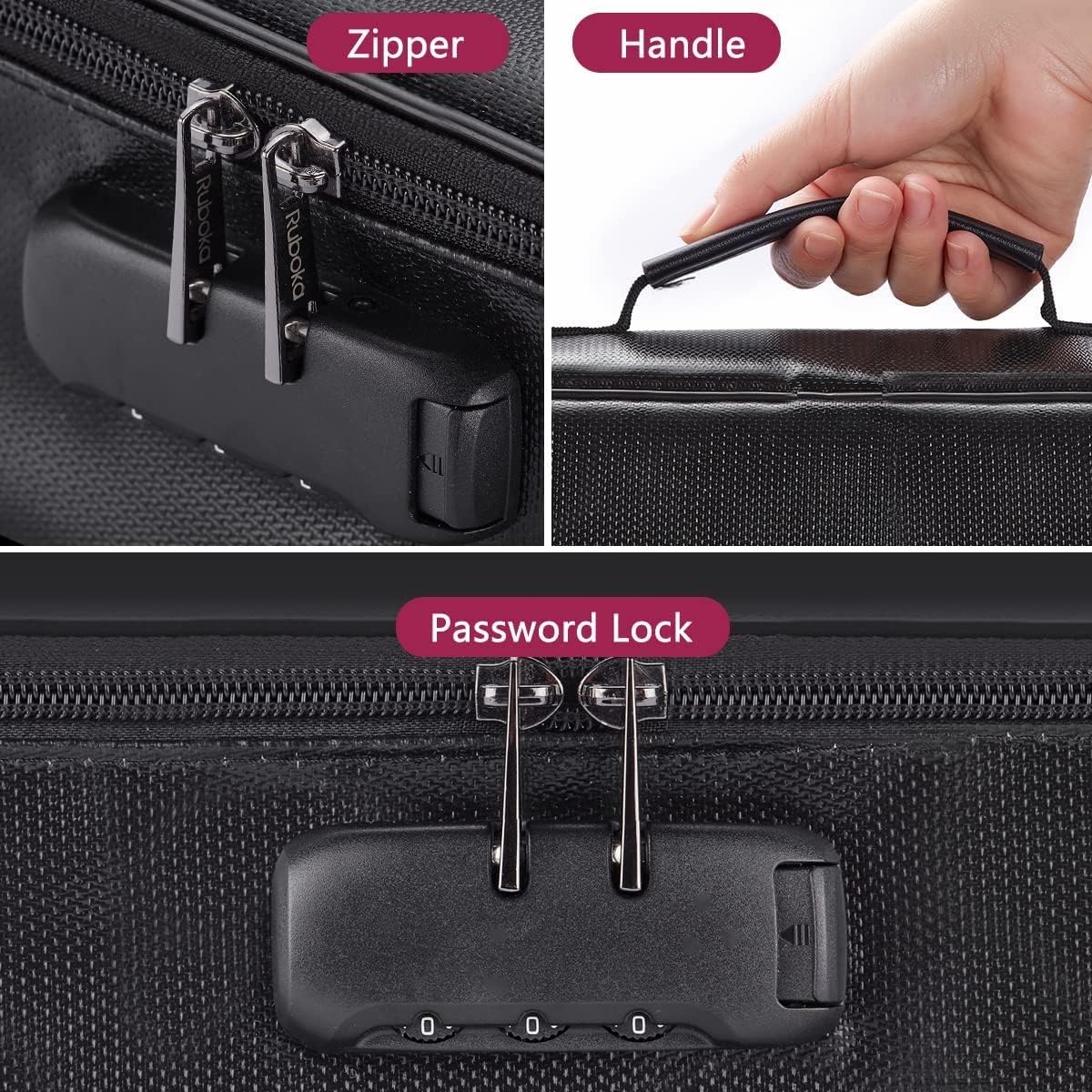 Ruboka Fireproof Document Bag, 3-Layer Fireproof Document Organizer with Lock, Home Office Travel Fireproof Lock Box, Portable Fireproof Document Safe for Files Passport Certificates