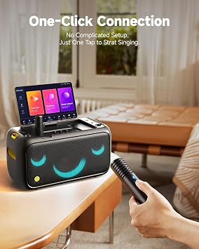 Ikarao Bluetooth Wireless Microphone for Break X1 & X2 Karaoke Machine, Replacement/Accessory Mic with 8 Sound Effects, 20H Battery, Pro Dynamic Mic for Duet (1PC) ONLY for SN BKX1b, BKX2b, BKX2d