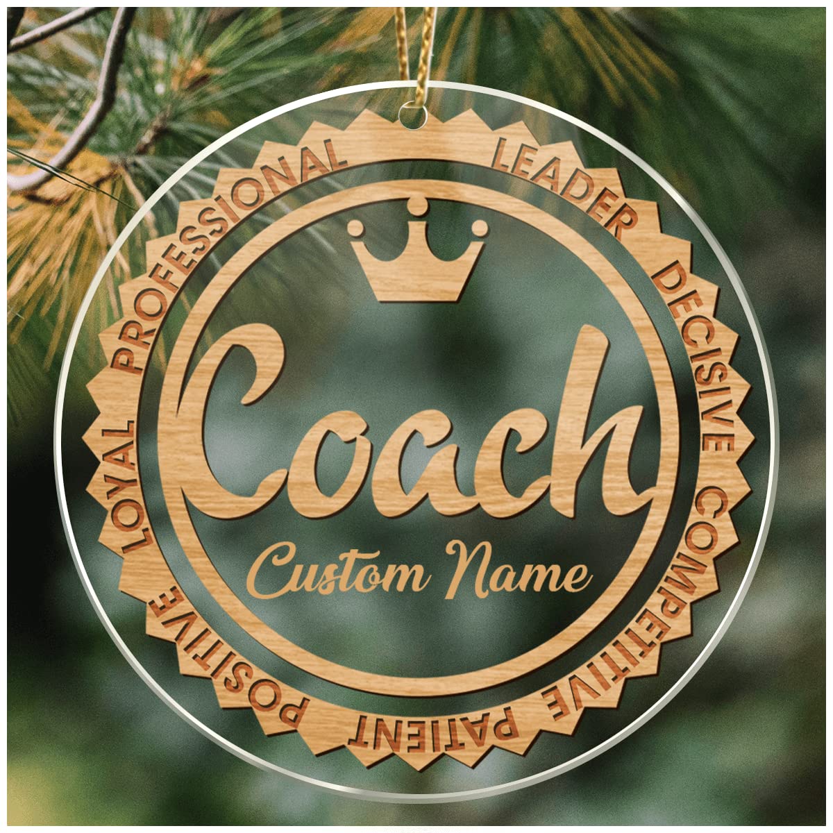 CUBICER Personalized Coaches Ornament Sets Customized Trainer Instructor White Acrylic Ornaments Christmas Pine Tree Hanging Decorations for Adults Men Women Xmas Holiday Party