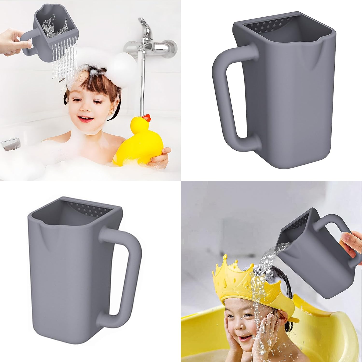 Baby Bath Rinse Cup - Bath Essential Mug with Soft Grip Handle + Flow Control, Silicone Shampoo Rinser & Bath Pitcher for Fun Bath Time, Gift Choice