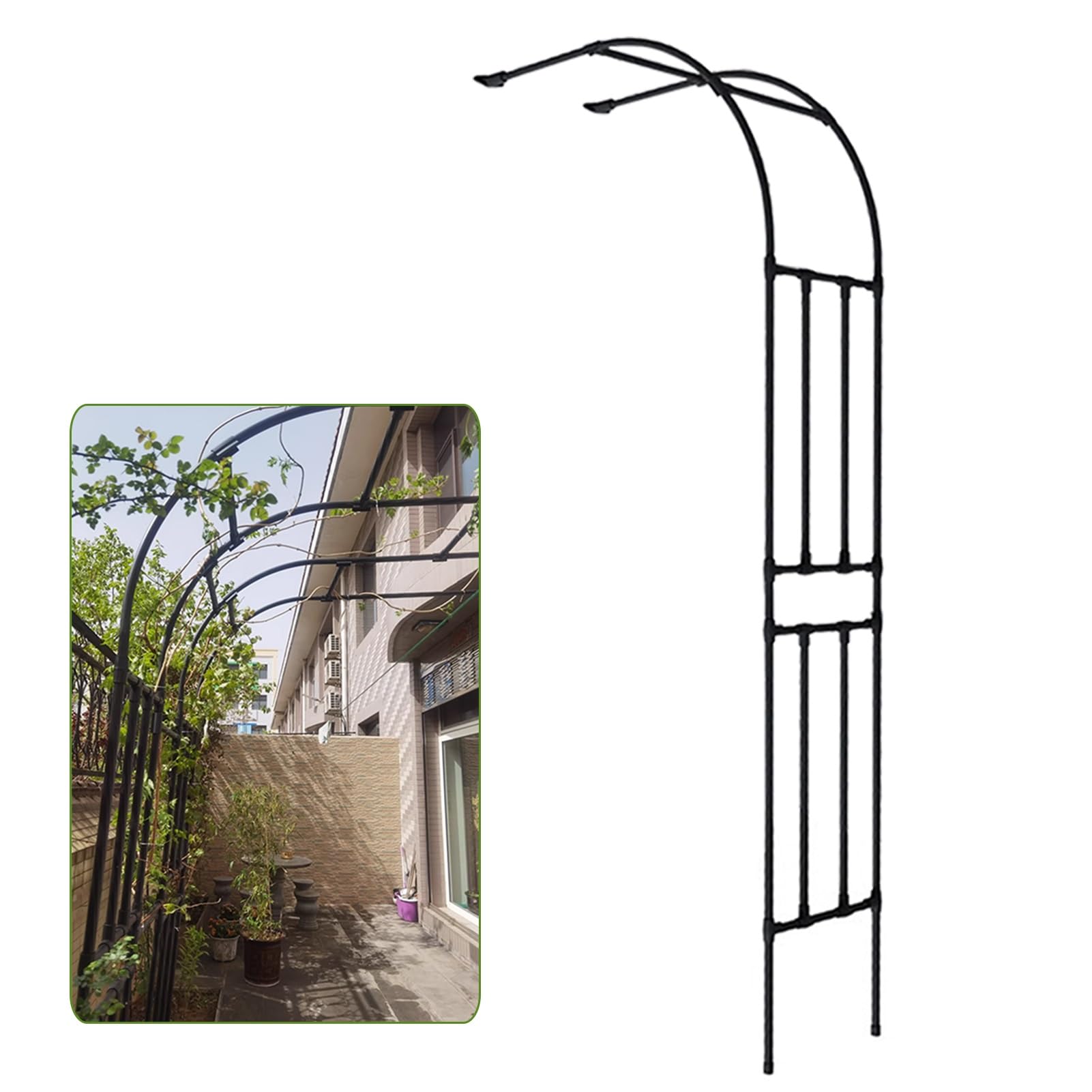 Trellis podpórka do roślin pnących na zewnątrz, rama kwiatowa, metalowy stojak dekoracyjny do ogrodu, stojak dekoracyjny na balony (9 m x 0,4 m x 2,4 m)