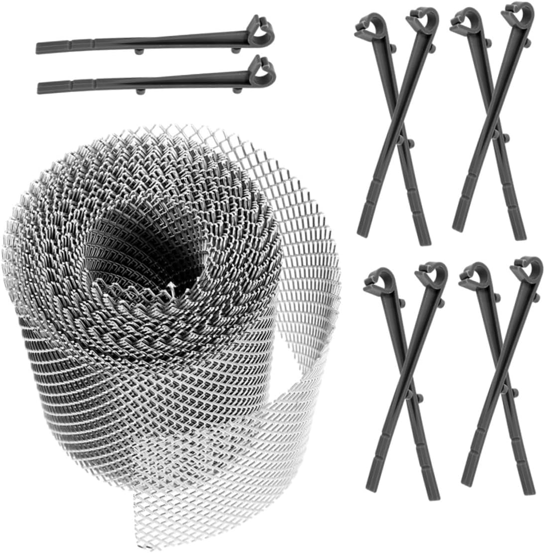 Gutter Strainer Filter with Anti-Block Design Roof Drainage Guard Net Screen with Hooks Prevents Leaf and Debris Clogs Suitable for Garden Irrigation and Hose Support