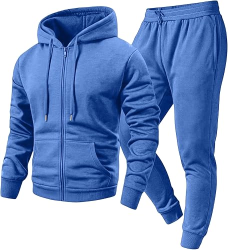 GQN Mens Track Suits 2 Piece Set Hooded Pullover Fleece Long Sleeve Leisure Swea