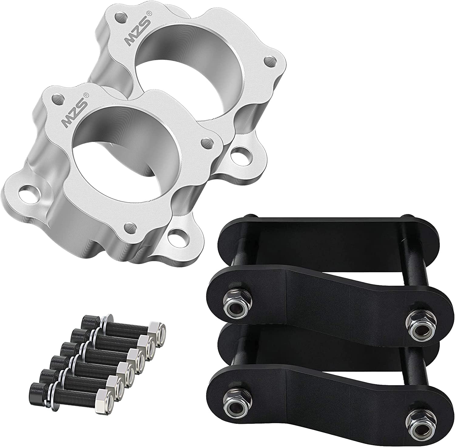 MZS Leveling Lift Kit, 2" Front Strut Spacers + 2" Rear Lift Shackles Kit Compatible with 2005-2021 Frontier | 2005-2015 Xterra 2WD 4WD