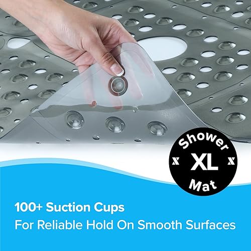 Miniatura 51 de SlipX Solutions Paquete de estuches – Tapete de ducha cuadrado, extra grande de 27 x 27 pulgadas, tapete antideslizante para ancianos y niños