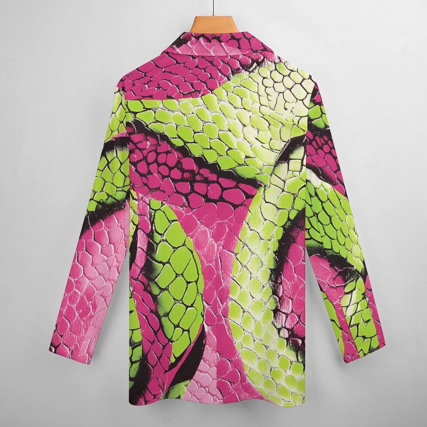 Abstract Snakeskin Snake Skin Pattern Casual Blazers for Women Long Sleeve Button Suit Jacket Lightweight Business Coat