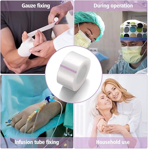 Miniatura 6 de 6 rollos de cinta médica transparente transparente de primeros auxilios cinta PE microporosa para el cuidado del vendaje 1 en x 10 yardas
