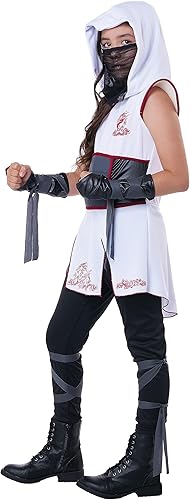 Miniatura 3 de Disfraz de ninja blanco para niña, talla M, Negro, Blanco