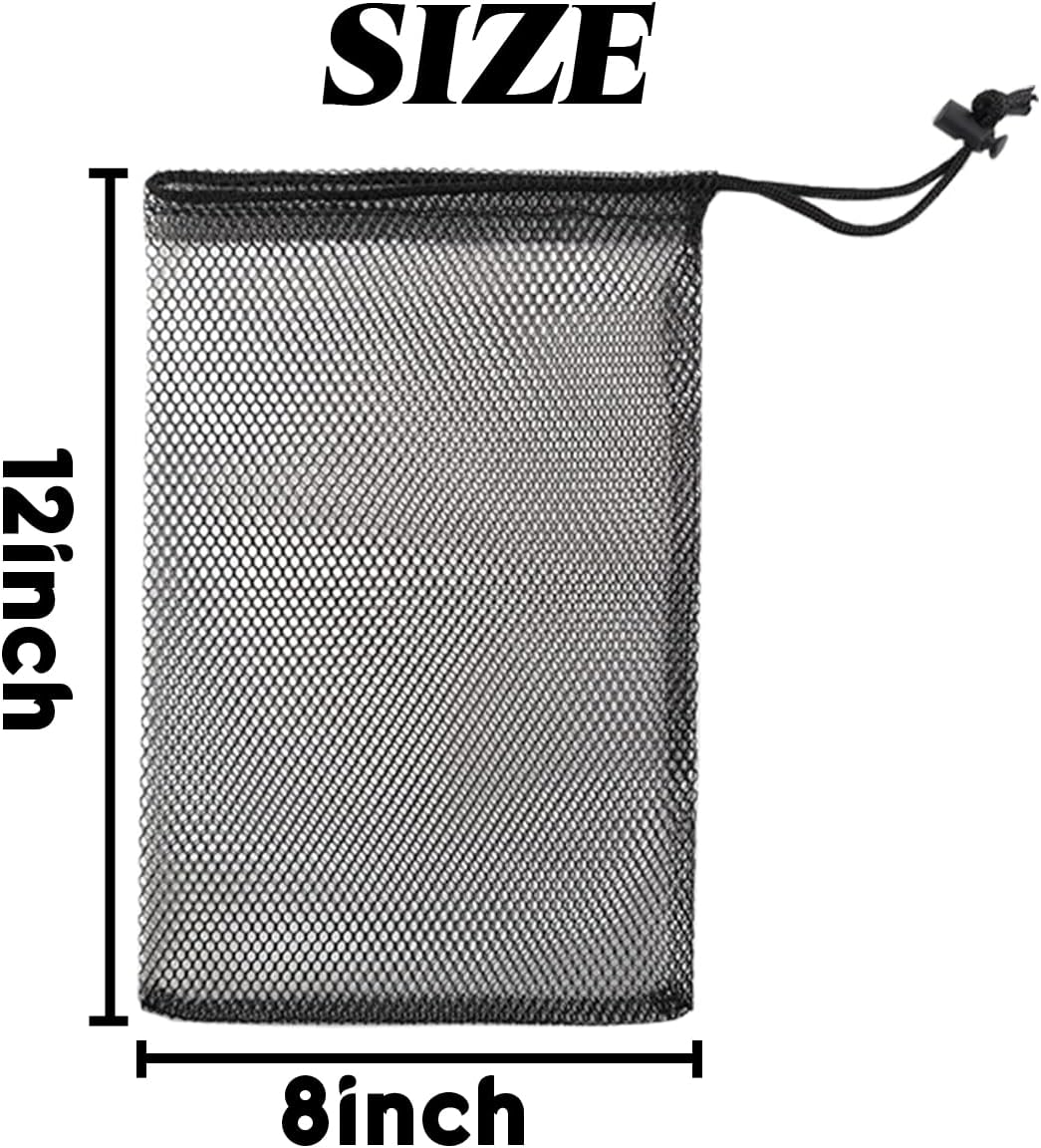 GXXMEI 10PCS 8X12inch Nylon Mesh Drawstring Bags with Cord Lock Closure Delicates Laundry Bag For Washing Machine Small Gym Bag for Basketball, Volleyball, Football, Golf Stuff Balls