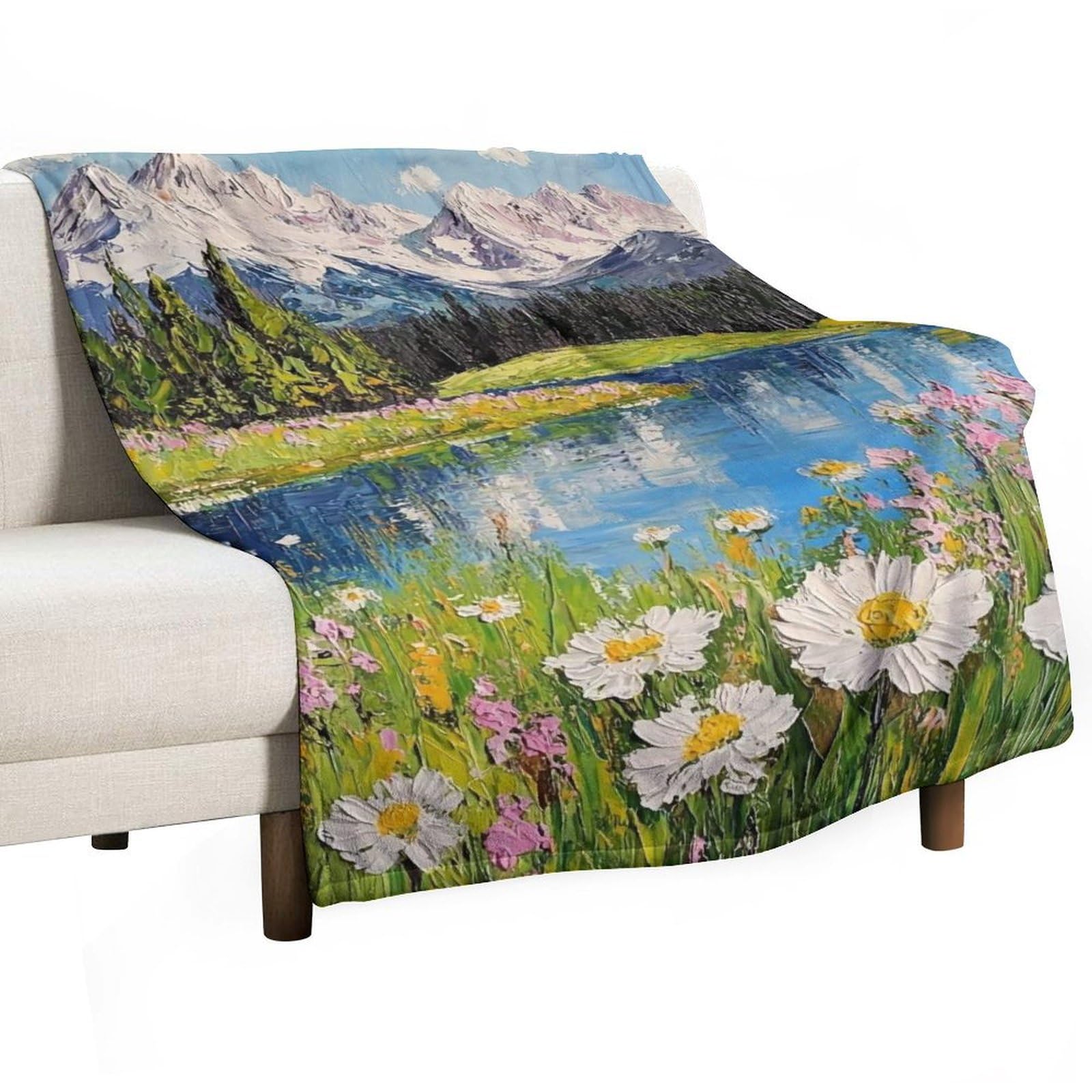 YHGSREUOH Valley Bloom Serenity (4) Flannel Blankets Fleece Soft Throw Lightweight Plush Gifts for Couch, Bed, Cozy Sofa Plush, Chair, Lovers 32x48inch(80x120cm)