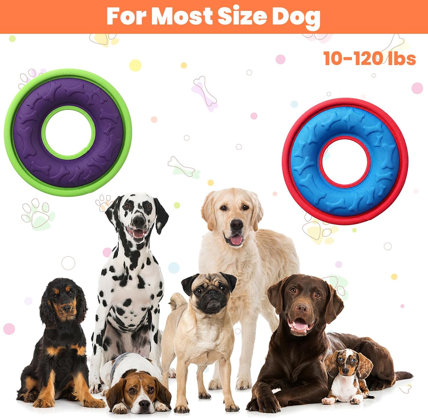 4 Pcs Flying Discs for Dogs, 9.05 Inch Interactive Catch Fetch Toys, Lightweight EVA Flyer Safe on Teeth, Floats in Water for Pool Beach Lake, Feedable Groove Design for Small Medium Large Pets