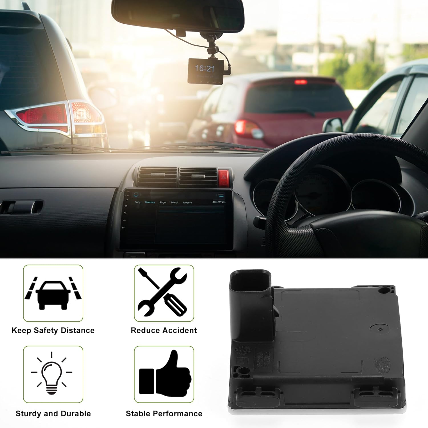 Cruise Control Distance Radar Sensor for Ford F150 2021-2024 Distance Detection Black Automotive Car Cruise Control Module Unit Plastic,Metal 1 Pcs