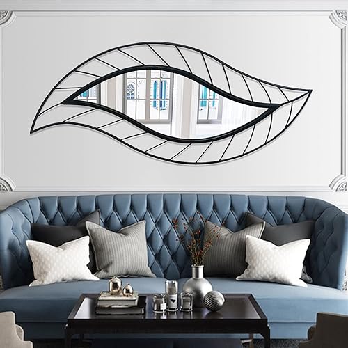 ironsmithn Wall Mirror Mounted Decorative Mirror Leaf Stylish Decor for Bathroom Vanity, Living Room or Bedroom(Black)