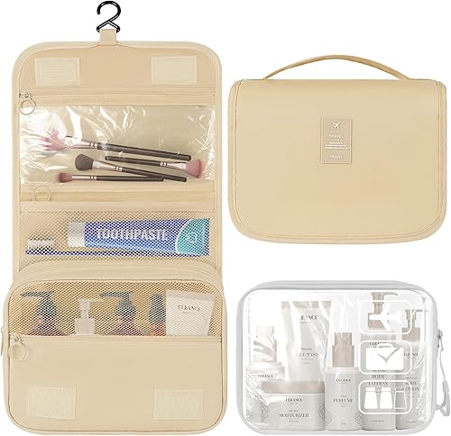 Miniatura 3 de Drgxle Neceser de viaje con gancho, bolsa de aseo colgante con múltiples bolsillos, bolsa de aseo para viajar, fácil de limpiar, bolsa organizadora